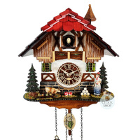 Bell Ringer & Cow Battery Chalet Cuckoo Clock With Bell Tower 30cm By TRENKLE image