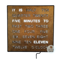 28cm Antique Brass Modern LED Text Clock By AMS image