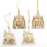 10cm Wooden 3D Laser Hanging Decoration- Assorted Designs (Chapels) image