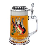 German Flags Glass Beer Mug With Pewter Lid 0.5L By KING image