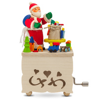 Wooden Hand Crank Christmas Music Box (We Wish You A Merry Christmas) image