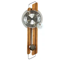 66cm Oak Pendulum Wall Clock With Silver Dial By AMS image