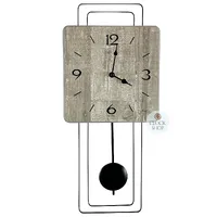 50cm Stone & Black Modern Pendulum Wall Clock With Westminster Chime By AMS image