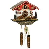 Beer Drinker & Water Wheel LED Battery Chalet Cuckoo Clock 30cm By TRENKLE image