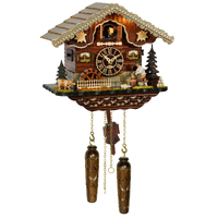 Wood Chopper & Water Wheel LED Battery Chalet Cuckoo Clock 30cm By TRENKLE image