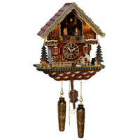 Wood Chopper & Water Wheel LED Battery Chalet Cuckoo Clock With Dancers 34cm By TRENKLE image