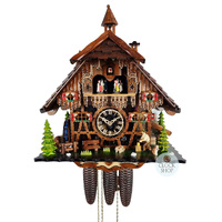 Wood Chopper 8 Day Mechanical Chalet Cuckoo Clock With Dancers 44cm By ENGSTLER image