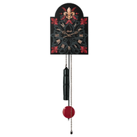 62cm Black & Red Floral Mechanical Shield Wall Clock With Bell Strike By HERMLE image