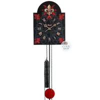 62cm Black & Red Floral Mechanical Shield Wall Clock With Bell Strike By HERMLE image