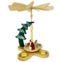 27cm Christmas Tree With Santa & Reindeer Christmas Pyramid By Richard Glässer image