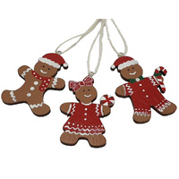 8cm Wooden Gingerbread Hanging Decoration - Assorted Designs image