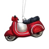 11.5cm Glass Red Motor Scooter Hanging Decoration image