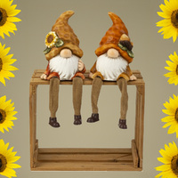 20cm Garden Gnome With Sunflower or Acorn Hat image