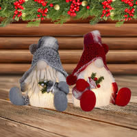 40cm LED Christmas Gnome With Tartan Hat - Grey or Red image