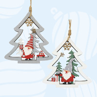 12cm Wooden Christmas Tree Hanging Decoration- Assorted Designs image