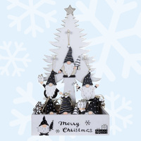 12cm Wooden Black & White Gnome Hanging Decoration- Assorted Designs image