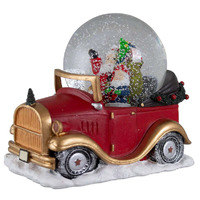 16cm Musical Snow Globe With Santa On Vintage Car image