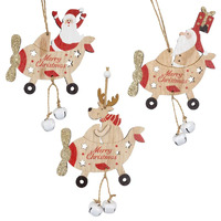 18cm Wooden Biplane Hanging Decoration- Assorted Designs image