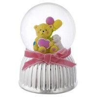 Pink & Silver Teddy Bear Musical Snow Globe (Andrew Lloyd Webber- Memory) image