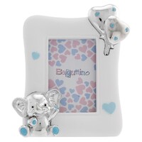 15cm Silver & Blue Baby Photo Frame With Elephant image