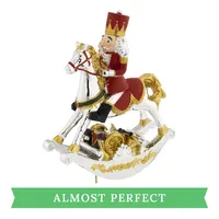 19cm Red & Gold Nutcracker On Rocking Horse Music Box (Minor Flaws In Paint) image