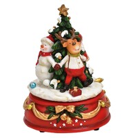 14cm Christmas Tree Music Box With Santa, Reindeer & Snowman (Last Christmas) image