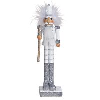 21cm White & Silver Glitter Nutcracker image