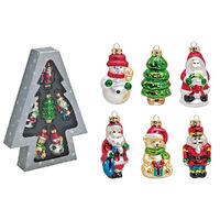 8cm Glass Christmas Hanging Ornaments (Set Of 6) image