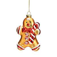 12cm Glass Gingerbread Figurine Hanging Decoration image