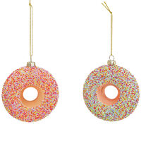 9cm Glass Donut Hanging Decoration- Assorted Designs image