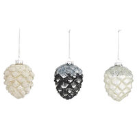 9cm Glass Pinecone Hanging Decoration- Assorted Designs image