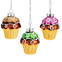 7cm Glass Cupcake Hanging Decoration- Assorted Designs image