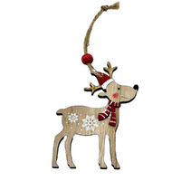 10cm Wooden Reindeer Hanging Decoration image