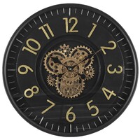 55cm Clarke Black & Gold Moving Gear Clock By COUNTRYFIELD image