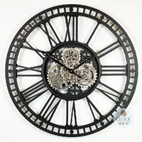 70cm Black Skeleton Moving Gear Clock By COUNTRYFIELD image