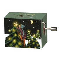 Christmas Hand Crank Music Box - Christmas Trees By Moonlight (Silent Night) image