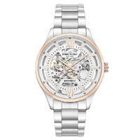 42mm Silver & Rose Gold Automatic Mens Watch With Skeleton Dial By KENNETH COLE image