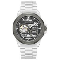 45mm Silver Automatic Mens Watch With Silver & Gun-Metal Skeleton Dial By KENNETH COLE image