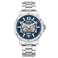 44mm Silver Automatic Mens Watch With Blue Skeleton Dial By KENNETH COLE image