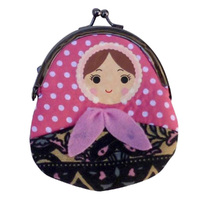 Babushka Coin Purse- Black & Pink image