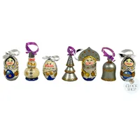 Russian Dolls Hanging Decoration- Blue & Silver 6cm (Set of 7) image