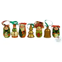 Russian Dolls Hanging Decoration- Green & Orange 6cm (Set of 7) image