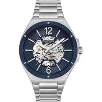 44mm Silver Automatic Mens Watch With Blue Skeleton Dial By KENNETH COLE image