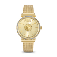 34mm Brick Lane Yellow Gold Womens Watch With Mesh Band & Champagne Dial By VERSACE image