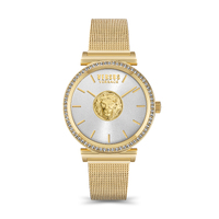 34mm Brick Lane Yellow Gold Womens Watch With Mesh Band & Silver Dial By VERSACE image