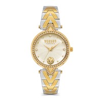 34mm V Versus Two-Tone Crystal Silver & Gold Womens Watch By VERSACE image