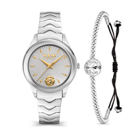 Gift Set- 34mm Mount Pleasant Silver Womens Watch With Silver Dial & Bracelet By VERSACE image