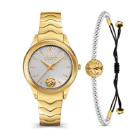 Gift Set- 34mm Mount Pleasant Gold Womens Watch With White Dial & Bracelet By VERSACE image