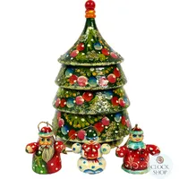 Christmas Russian Dolls- Korobnick Christmas Tree With 3 Hanging Decorations- 16cm image