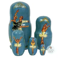 Ballerina Russian Dolls- Blue 11cm (Set Of 5) (Pas De Deux) image